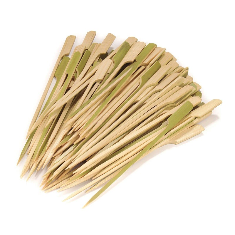 Gmark 7" Bamboo Paddle Skewers 100 ct, Natural Bamboo Paddle Picks, BBQ Picks GM1032A - Image 1